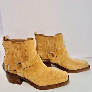 SAM EDELMAN Bellamie Tan Suede Western Ankle Boot Women's Size 8.5
